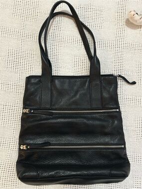 Fossil Jean Black Zipper Tote Bag - Women's Everyday Shoulder Purse